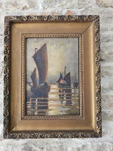 Tableau huile sur carton - sur,