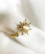 Bague soleil rotatif toupie femme, Bague antistress acier doré - Bijoux des Lys