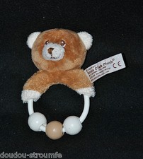 Peluche Doudou Ours Rond ANNA CLUB PLUSH Beige Brun Hochet Grelot Etat NEUF