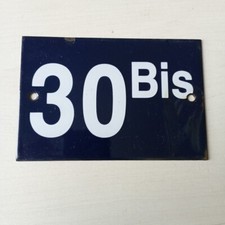 Ancien numéro de rue, Maison plaque émaillée, 15x10 cm,   Bleu N° 30 Bis
