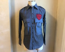 Dsquared ² Bleu Cargo Jeans Rouge Coeur Patch Scout Chemise 48 M Très Rare Pièce