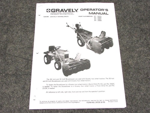 Gravely snowblowers operator - gravely,