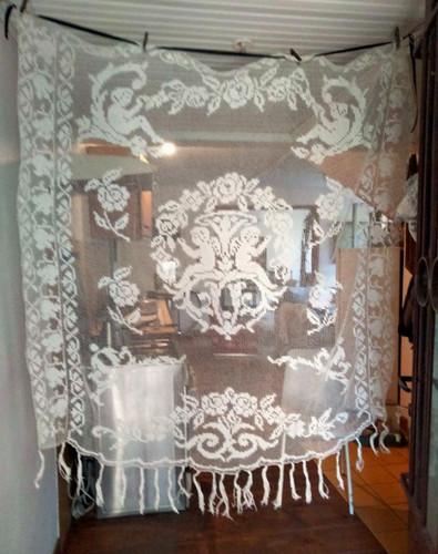 Rideau ancien filet brode - ,