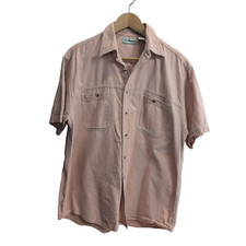 Chemise L.L. Bean corail saumon uni manches courtes taille M #197e