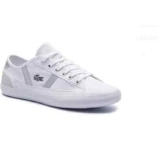 BASKETS FEMME LACOSTE SIDELINE 219 CANVAS, gris brillant  et daim beige -EU 37