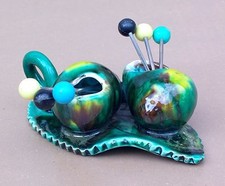 Porte piques à escargot ESCARGOTS sur FEUILLE céramique déco table apéritif