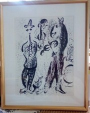 Marc Chagall original lithograph 1963   The Mountebanks