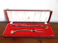 ANCIEN SERVICE Couvert  Découper en Corne de CERF Samuel Peace Sheffield CHASSE
