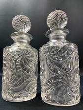 Paire flacons à parfum début XXe cristal SAINT LOUIS modèle Fleurs de violettes