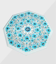 18 " Marbre Table Top Handmade Demi-Précieuses Pierres Floral Décor Maison Art