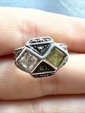 Ancienne Bague En Argent Massif 925 Jonc Alliance Anneaux Créateur art deco tank