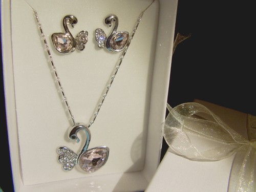 Parure bijoux cygne - , cristal