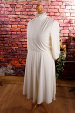 Robe De Mariée Vintage Orig 70S Blanche Avec Col Montant Brodé 42 44