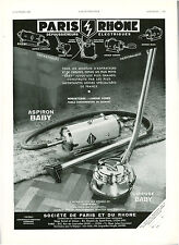 Publicité ancienne aspirateur Paris Rhone Cireuse 1938 issue de magazine