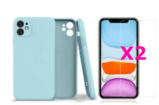 Coque Silicone Pour iPhone 11 Couleur Bleu Protection Objectif Appareil Photo + 
