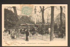 PARIS Champs-Elysées ,MANEGE CHEVAUX de BOIS animé 1903