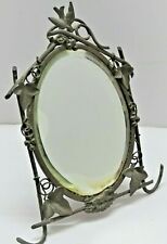 -JOLI CADRE MIROIR ART NOUVEAU Régule Patiné décor OISEAU CHIEN FEUILLES glace