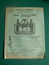 prospectus agricole : ets CHAMPENOIS faneuse new excelsior / continental de 1929