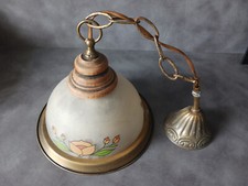 Vintage suspension verre laiton bois ancien diamètre: 23 cm