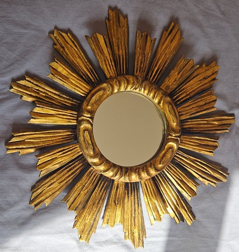 Miroir soleil vintage - , bois