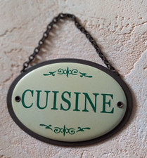 * PLAQUE DE PORTE OVALE * METAL * CUISINE * JAUNE & VERT *