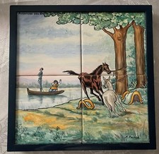 peinture sur carreaux en faience vintage