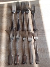 10 Fourchettes en métal argenté -Poinçon Christofle, JN, PLATIL