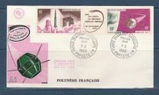 Polynésie   enveloppe  1er jour  lancement 1er satellite  triptyque   1966