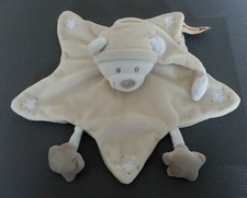 T4G / doudou plat ours beige blanc étoiles bonnet NICOTOY
