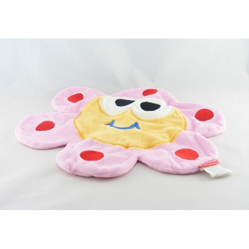 Doudou plat fleur rose jaune - fleur,