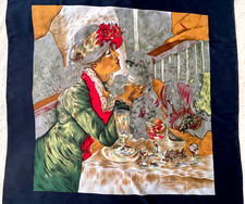Magnifique Foulard carré dessin comme RENOIR Femme & Chien 83,5 x 85cm