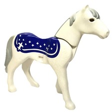 PLAYMOBIL Cheval Blanc Nouvelle Génération Couverture Bleue 4258