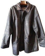 Manteau 3/4 cuir homme Marque Devred marron doublure  écossais laine acrylique