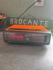ANCIEN RADIO RÉVEIL ÉLECTRONIQUE CLOCK UNIVERSAL VINTAGE , COLLECTOR , Orange 