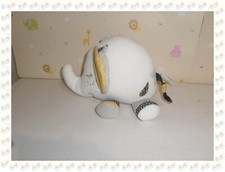 ⑬ - Doudou Peluche Babyfan Eléphant  Gris Blanc Jaune .... Sauthon