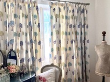 Rideaux brodés d'arbres en lin mélangé "Woodland Whispers" rideaux Cottagecore ÉNORME