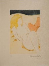 Alain BONNEFOIT : Nu blond au divan, Gravure originale signée