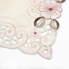 Chemin de table de cuisine brodé tissu dentelle florale gaze translucide tissu