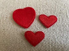Lot 3 Patch écusson coeur rouge 3,2cm et 2,5cm amour thermocollant ou à coudre