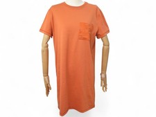NEUF ROBE DROITE HERMES POCHE BRODEE 42 L EN COTON ORANGE TSHIRT LONG DRESS 580€