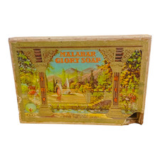 Ancienne et rare boîte en bois à savon Malabar Glory vintage, pour collection