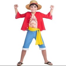 Costume Luffy Enfant Déguisement Chapeau Pirate Manga One Piece Cosplay Animé 