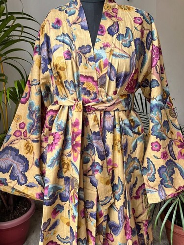 Robe longue kimono imprimée - robe,