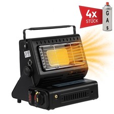 Chauffage gaz portable 2en-1 camping butane+réchaud céramique 4 cartouches 1,3kW