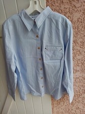 CHEMISIER BLEU  STYLE  COUNTRY SURPIQURE  FEMME  TAILLE 46      COTON  PEU PORTE