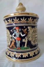 Pot à épices ou tabac en grés - décor chasse -fauconnier -moyen age.