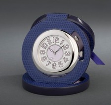 Réveil de voyage Dolce Vita, cuir façon lézard violet - Neuf - Nepro