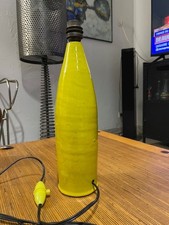 Pied de lampe Céramique jaune vif vintage Ruelland Jouve Capron design 1960 Blin