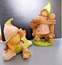 Figurine déco polyrésine enfants fleurs