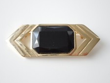 Broche En Modeschmuck Ton Doré Avec Pierre En Verre Noire 18,6 G/6,4 X 2,2 Cm
